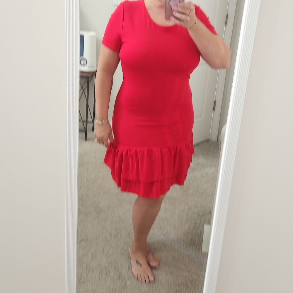 FLAMINGO ruffle dress Red XL